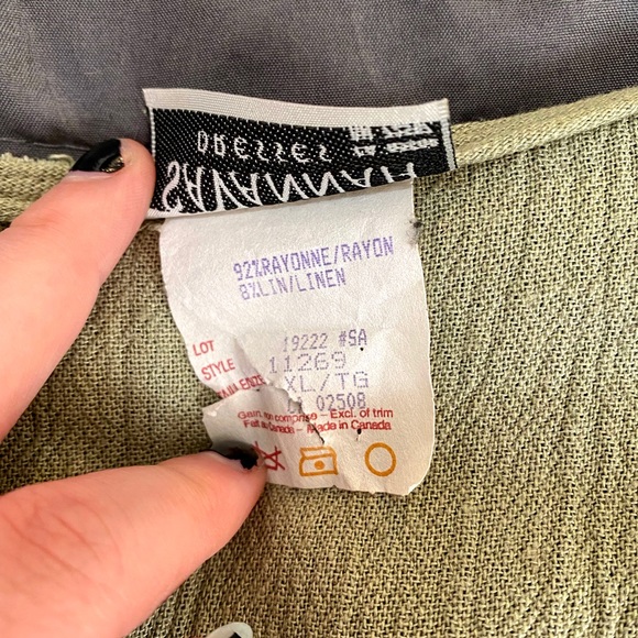 Sage green vintage maxi button up dress with tie string & gold buttons - Picture 6 of 7